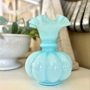 Vintage midcentury baby blue Fenton vase